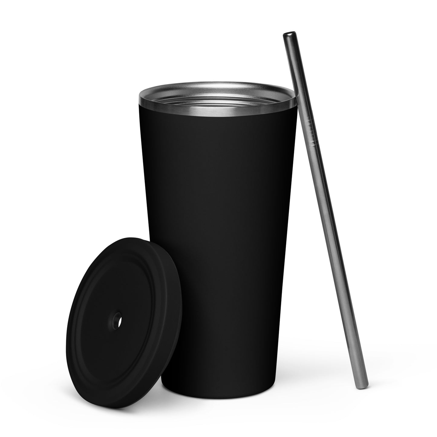 "BELIEVE" insulated tumbler with straw
