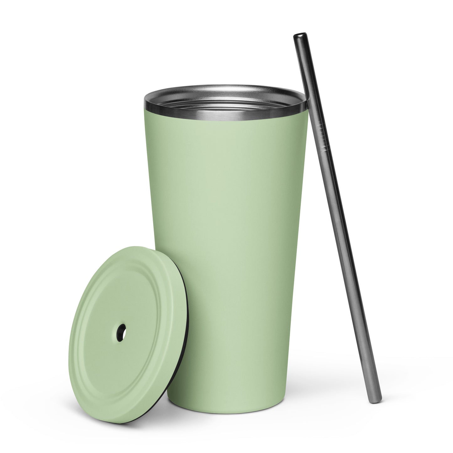 "BELIEVE" insulated tumbler with straw
