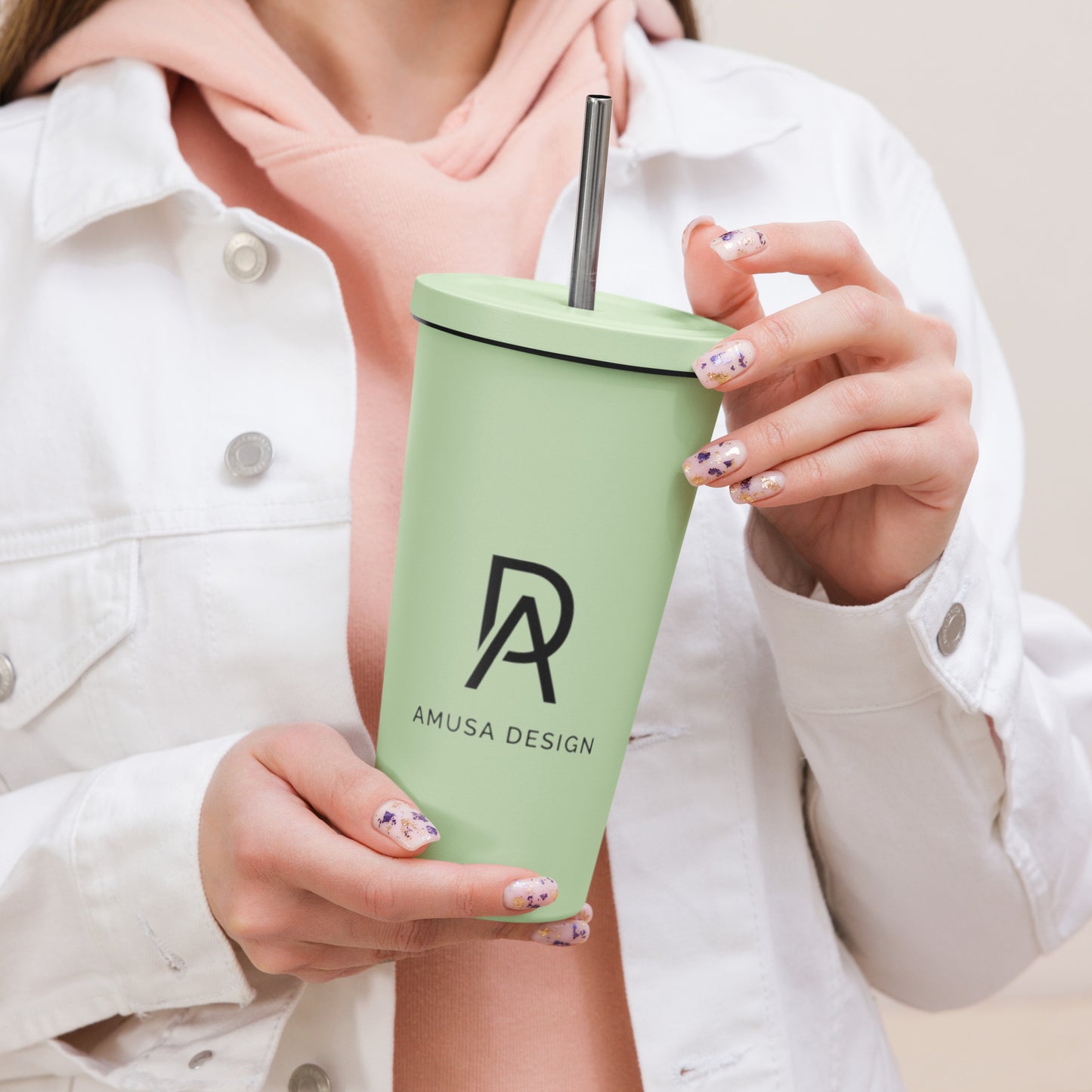 Thermal Tumbler with Straw