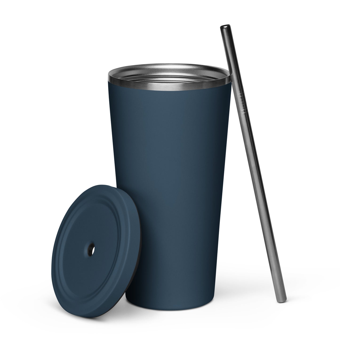 "BELIEVE" insulated tumbler with straw