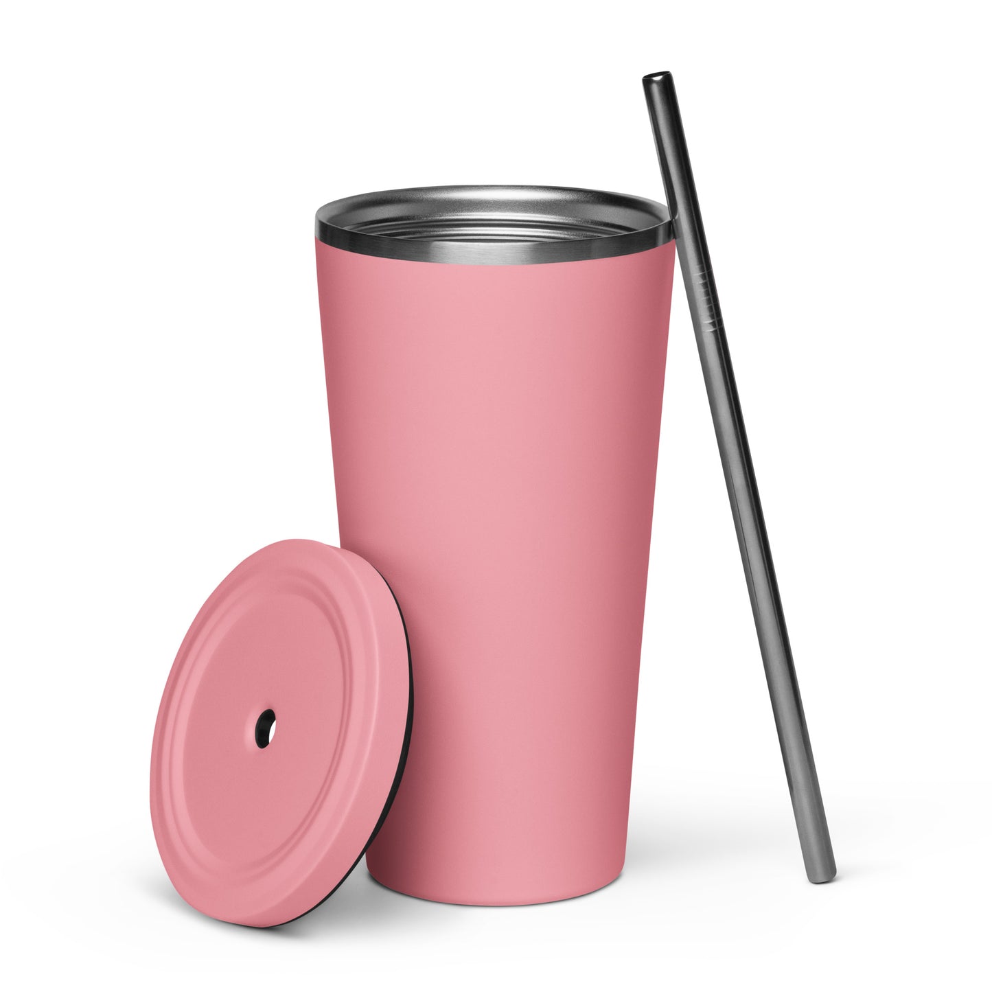 "BELIEVE" insulated tumbler with straw