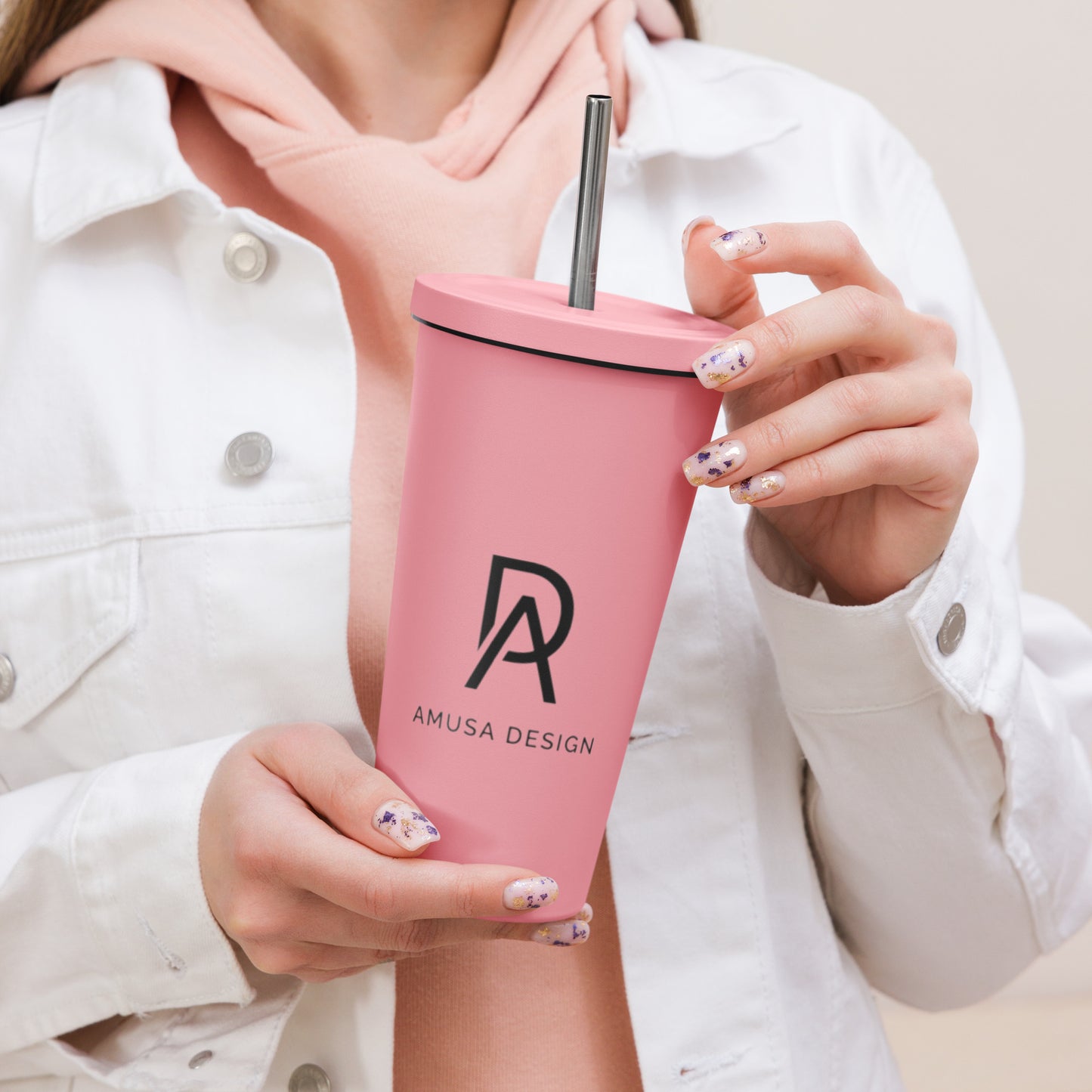 Thermal Tumbler with Straw