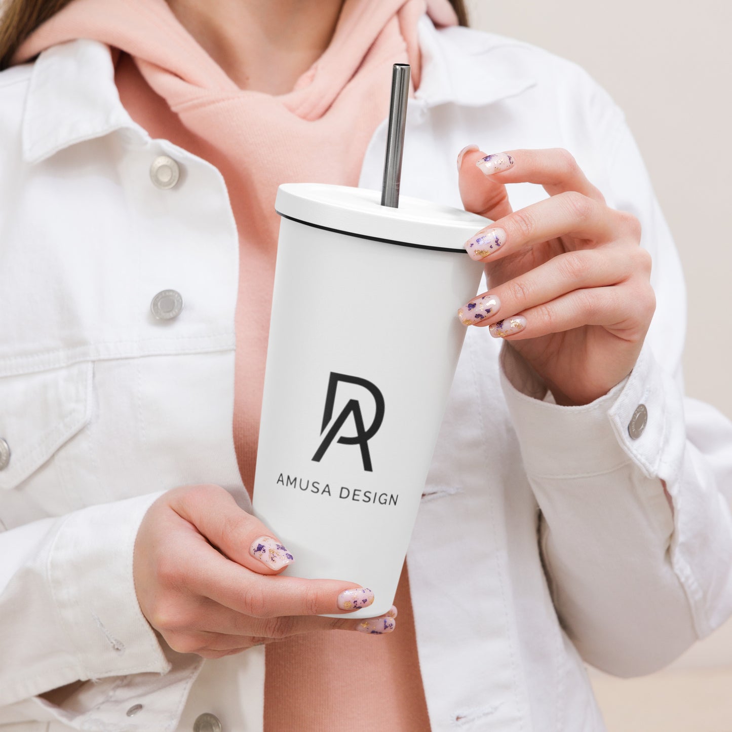 Thermal Tumbler with Straw